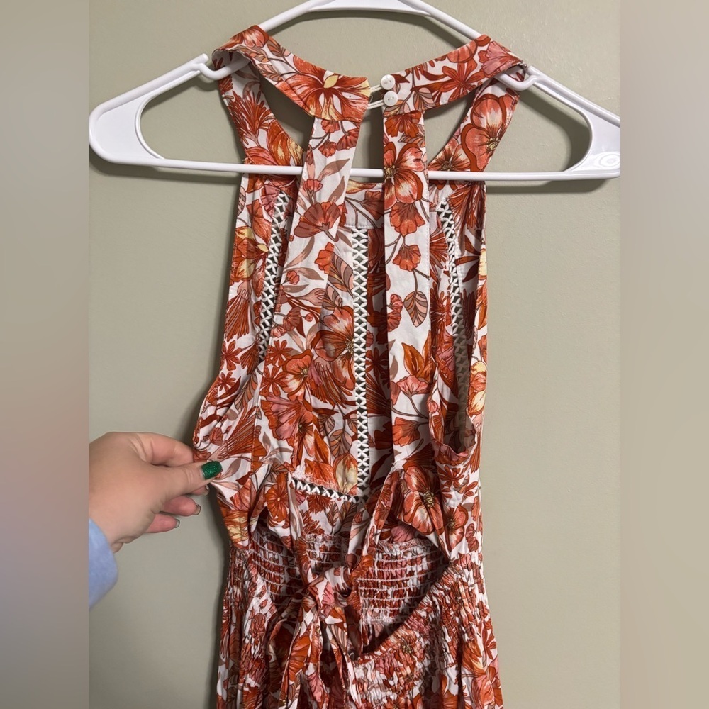 Anthropologie Abel the Label Maxi Dress Tie Back High Neck Size Small 4-6 Floral - Picture 4 of 7